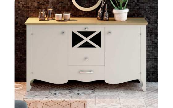 Aparador Buffet Salon Provenzal 3 Puertas Blanco Serie Praga