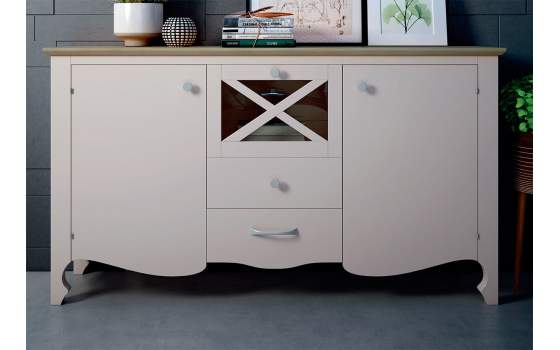 Aparador Buffet Salon Provenzal 3 Puertas Blanco Serie Praga