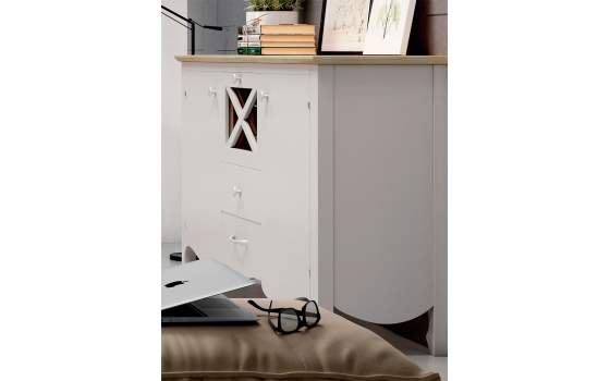 Aparador Buffet Salon Provenzal 3 Puertas Blanco Serie Praga