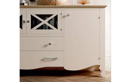 Aparador Buffet Salon Provenzal 4 Puertas Blanco Serie Praga