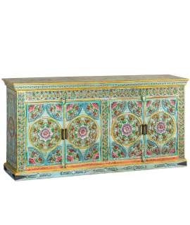 Aparador Chino Madera Mango Policromado 4 Puertas Ambros