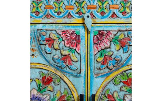 Aparador Chino Madera Mango Policromado 4 Puertas Ambros