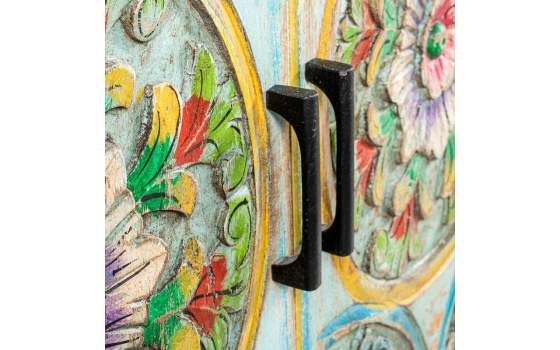 Aparador Chino Madera Mango Policromado 4 Puertas Ambros