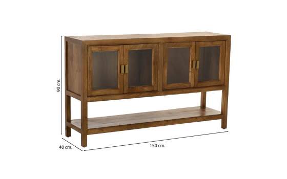 Aparador Colonial 4 Puertas Acristaladas Madera Serie Albre