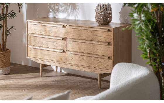 Aparador Comoda Grande 6 Cajones Diseño Nordico Serie Avre