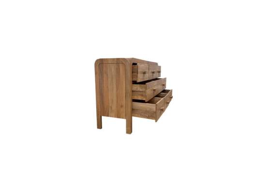 Aparador Comoda Mango Cantos Redondos 8 Cajones - Serie Aleux