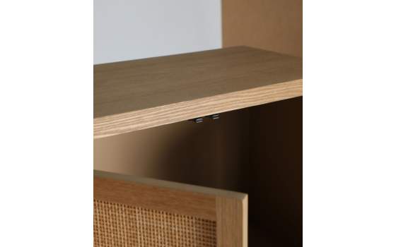 Aparador Contemporaneo 4 Puertas Madera Rejilla Ratan Doazit