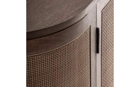 Aparador ContemporAneo 4 Puertas Madera y Ratan Serie Beckley