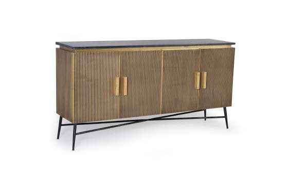 Aparador Contemporaneo 4 Puertas Oro Negro Serie Aineto