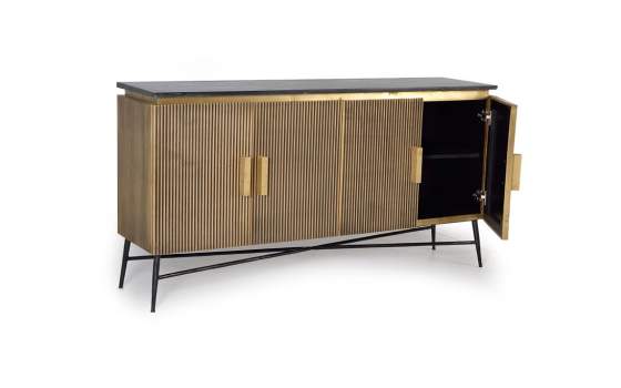 Aparador Contemporaneo 4 Puertas Oro Negro Serie Aineto