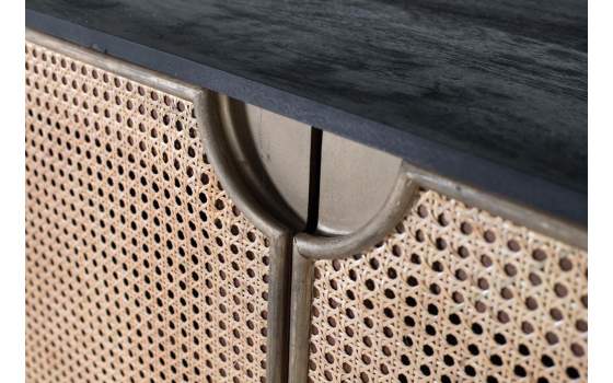 Aparador Contemporaneo Madera Rejilla y Acero Dorado Arambel