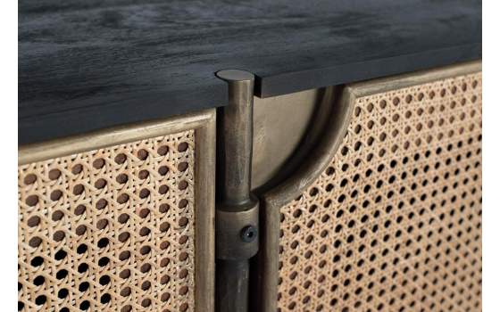 Aparador Contemporaneo Madera Rejilla y Acero Dorado Arambel