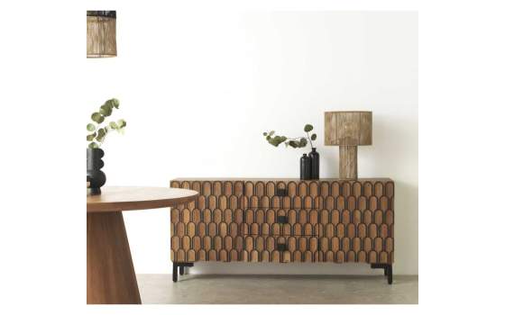 Aparador Diseño 2 Puertas 3 Cajones Decorados Serie Atiund
