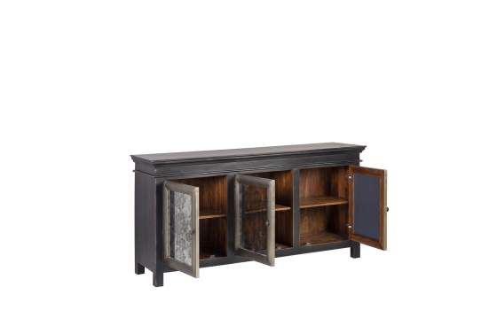 Aparador Diseño Actual 3 Puertas Negro Rustico  Serie Arions
