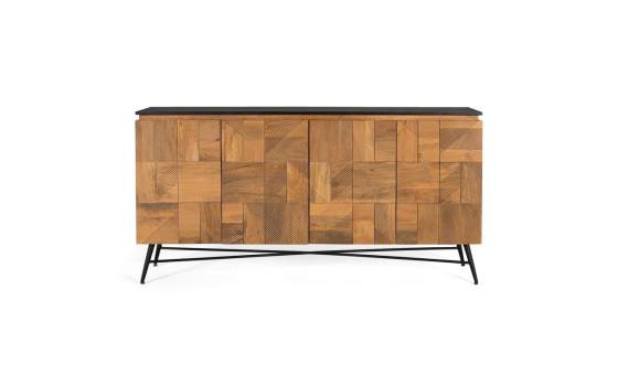 Aparador Diseño Actual 4 Puertas Talladas Tapa Negra Adarbe