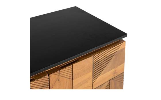 Aparador Diseño Actual 4 Puertas Talladas Tapa Negra Adarbe