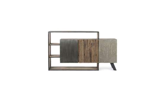Aparador Diseño Actual Madera Metal y Cemento Binnaz