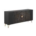 Aparador Diseño Negro 3 Puertas Decoradas Serie Atiund
