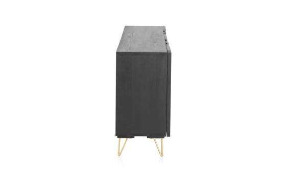 Aparador Diseño Negro 3 Puertas Decoradas Serie Atiund