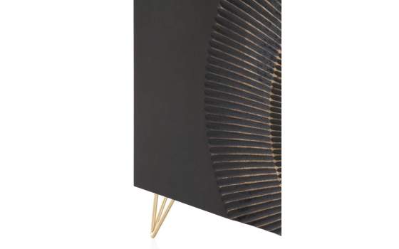 Aparador Diseño Negro 3 Puertas Decoradas Serie Atiund