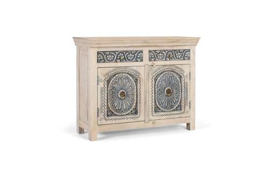 Aparador Estilo Etnico Tallado Azulon 2 Puertas 2 Cajones Aclest