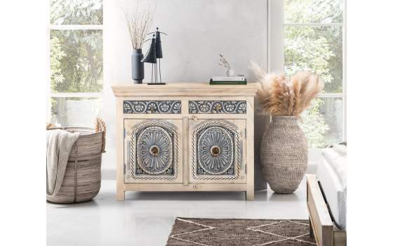 Aparador Estilo Etnico Tallado Azulon 2 Puertas 2 Cajones Aclest