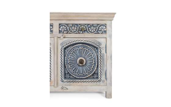 Aparador Estilo Etnico Tallado Azulon 3 Puertas 3 Cajones Aclest