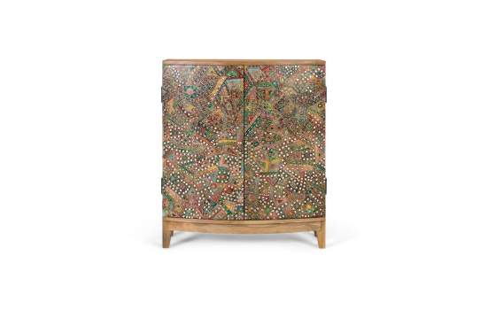 Aparador Etnico 2 Puertas Decoradas con Incrustaciones Aguray