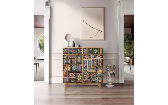 Aparador Etnico Oriental Madera Maciza de Mango Serie Alpuin