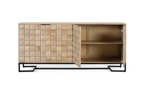 Aparador Grande 4 Puertas Madera y Base Metalica Anuarte