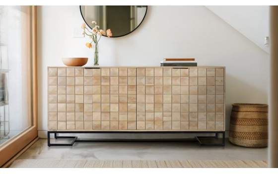 Aparador Grande 4 Puertas Madera y Base Metalica Anuarte