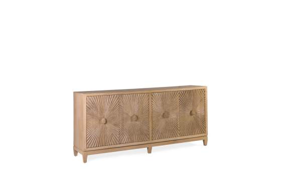 Aparador Grande Diseño 4 Puertas Madera Natural Talladas Arions