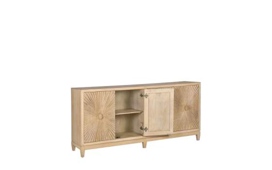 Aparador Grande Diseño 4 Puertas Madera Natural Talladas Arions