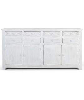 Aparador Grande Rustico 4 Puertas 8 Cajones Blanco Adriost