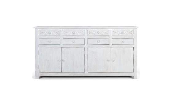 Aparador Grande Rustico 4 Puertas 8 Cajones Blanco Adriost