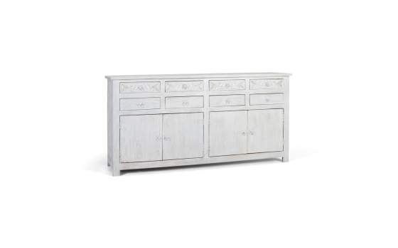 Aparador Grande Rustico 4 Puertas 8 Cajones Blanco Adriost