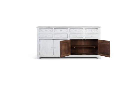 Aparador Grande Rustico 4 Puertas 8 Cajones Blanco Adriost