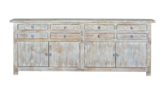 Aparador Grande Rustico 4 Puertas 8 Cajones Blanco Adriost