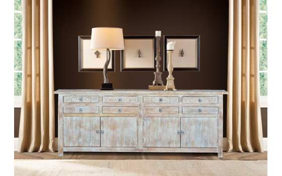 Aparador Grande Rustico 4 Puertas 8 Cajones Blanco Adriost