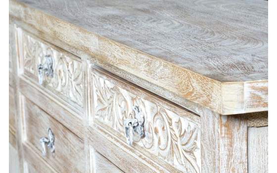 Aparador Grande Rustico 4 Puertas 8 Cajones Blanco Adriost