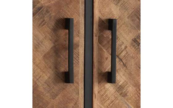 Aparador Industrial Acacia y Acero 3 Puertas 2 Cajones Delhi