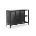 Aparador Industrial Acristalado 4 Puertas Metal Negro Darostes