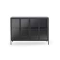 Aparador Industrial Acristalado 4 Puertas Metal Negro Darostes
