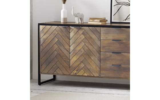 Aparador Industrial Madera de Mango y Hierro Serie Rustrie