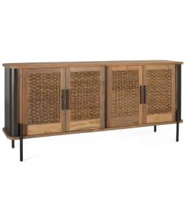 Aparador Industrial Madera Metal y Cuerda 4 Puertas Cordas