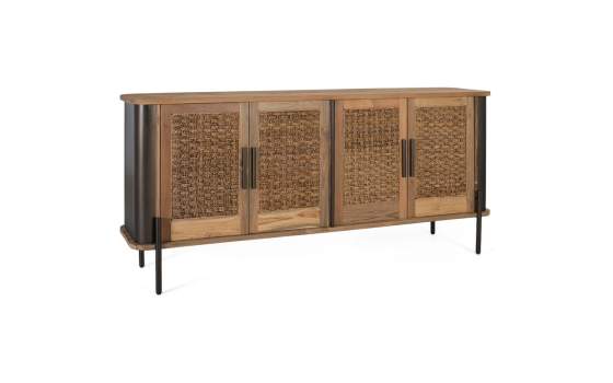 Aparador Industrial Madera Metal y Cuerda 4 Puertas Cordas