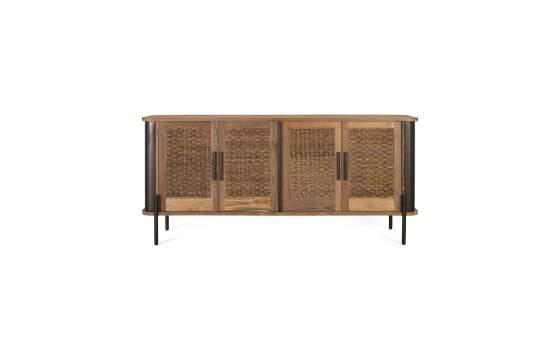 Aparador Industrial Madera Metal y Cuerda 4 Puertas Cordas