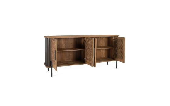 Aparador Industrial Madera Metal y Cuerda 4 Puertas Cordas