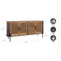 Aparador Industrial Madera Metal y Cuerda 4 Puertas Cordas