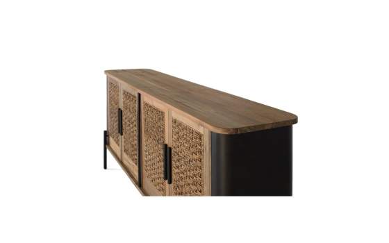 Aparador Industrial Madera Metal y Cuerda 4 Puertas Cordas